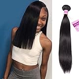 Top Hair Peruvian Virgin Straight Human Hair Weave one Bundle Peruvian Silky Straight Hair Weft Black Natural Color(100g 10inch)