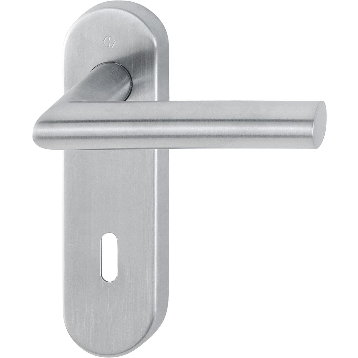HOPPE 10720685, Stainless Steel Matt Object Handle Set Amsterdam on Short Plate BB