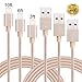 Winage 3Pack 3ft 6ft 10ft Charger Cable Nylon Braided Sync and Charge Cord with Aluminum Heads Compatible with iPhone7/7 plus/ SE/ 6/6s/6 plus/6s plus, 5c/5s/5, iPad Air/Mini, iPod Nano/Touch(Gold)