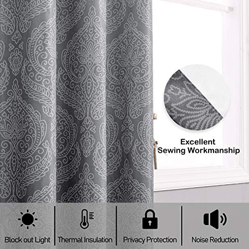 DWCN Ombre Blackout Curtains for Bedroom Damask Patterned Thermal