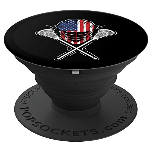 Lacrosse Helmet Crossed Sticks America Flag Gift - PopSockets Grip and Stand for Phones and Tablets - Thumbnail 6