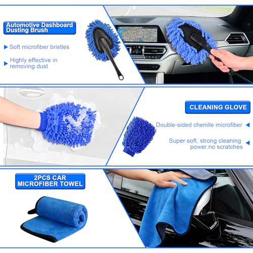 36 Piece Car Cleaning Kit, Car Cleaning Brush Kit for Interior and Exterior Car Details, Car Brush Wast Set, Car Cleaning Kit for Ventilation Slots, Wheels, Surfaces