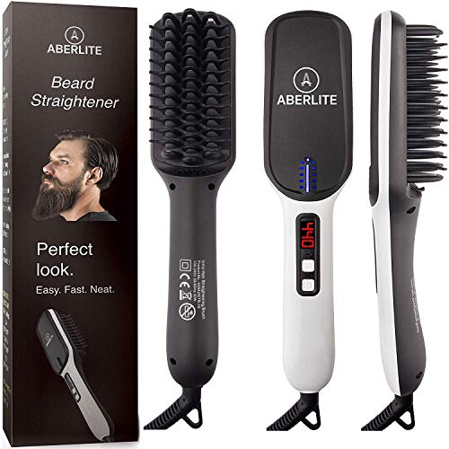  aberlite max - alisador de barba para hombres - cepillo térmico para alisar la barba peine iónico - para el hogar y los viajes