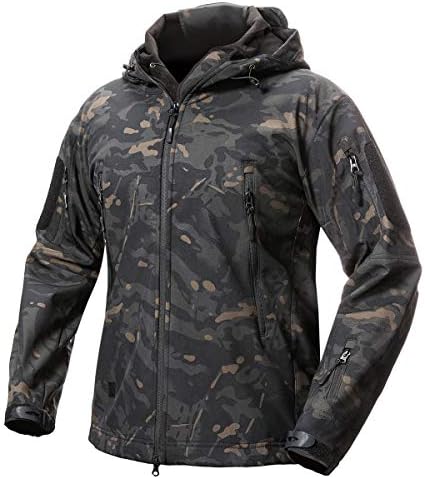 XDFVC Mens Fleece Jacket Camo Winter Coat Zip Up Hooded Jacket