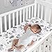 Lambs & Ivy Jungle Safari 100% Cotton White/Gray Elephant/Lion Fitted Crib Sheet
