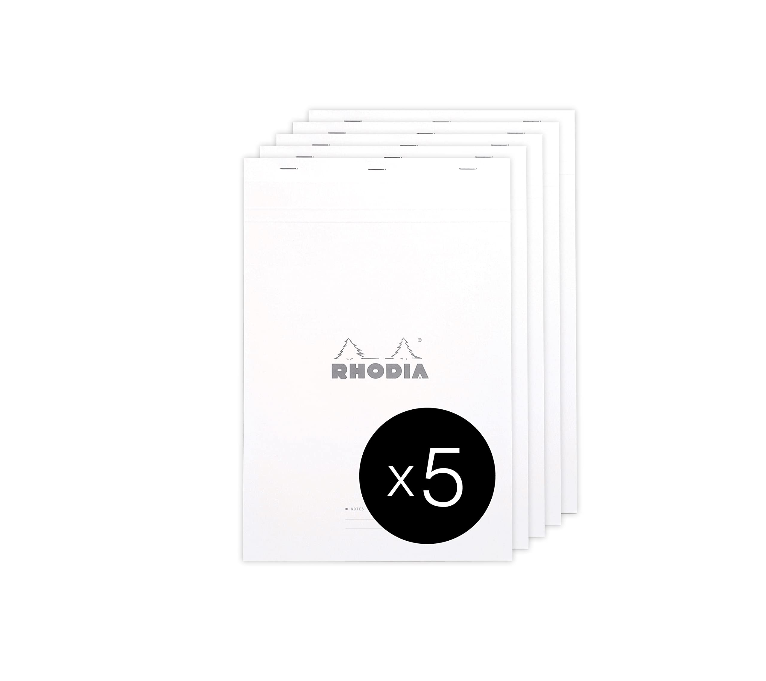 RHODIA 19401C - Stapled Notepad Meeting N°19 White - A4+ - Pre-Printed Date/Notes/Action - 80 Detachable Sheets - White Clairefontaine Paper 80 g/m² - Pack of 5 pads