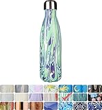 MIRA Vacuum Insulated Travel Water Bottle | Leak-proof Double Walled Stainless Steel Cola Shape Portable Water Bottle | No Sweating, Keeps Your Drink Hot & Cold | 17 Oz (500 ml) | Blue Wave