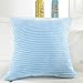 Home Brilliant Spring Decor Solid Supersoft Corduroy Pillow Cover 18x18 Decorative Velvet Throw Pillow Cover with Zipper for Bedroom Living Room, Sofa, Couch Bench, Light Blue, 18