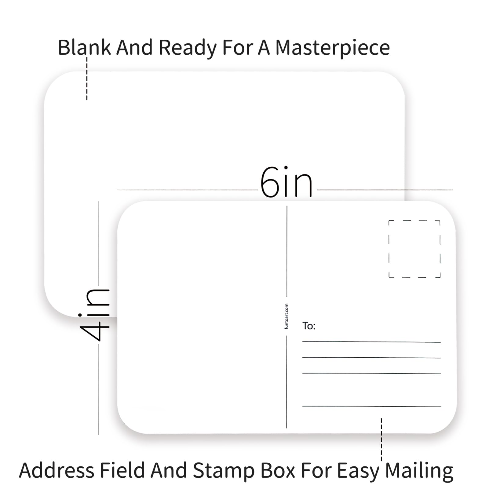 Funto Blank Watercolor Paper Postcards, 50 Cards, 4x6, 140lb/300gsm, Acid-Free Heavyweight Art Paper for Thank You Notes & Greeting Cards