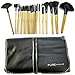 Professional 24 Piece All Natural Makeup Brushes Kit Includes Make Up Brush Leather Organizer Case/Bag - Top Rated Set