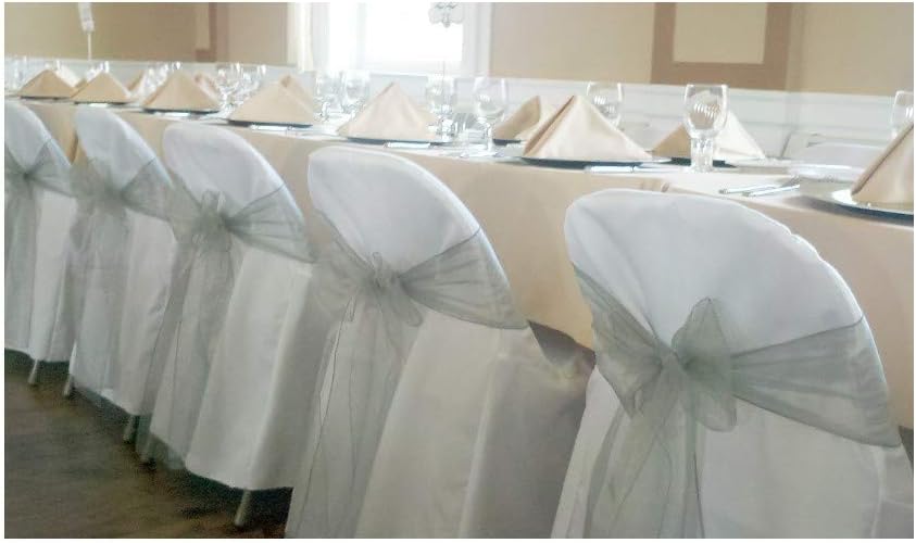 Amazon Com Springrose 100 White Polyester Standard Folding Wedding Chair Covers Chair Sash Is Not Included Home Kitchen