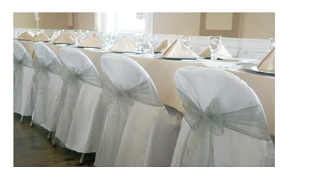 Springrose 100 White Polyester Standard Folding Wedding Chair Covers Chair Sash Is Not Included