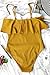 CUPSHE Women's Yellow Falbala with Lining Padding One Piece Swimsuits Beach Bathing Suit (S,Yellow Falbala)