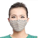 Unisex Adult's Fashion 3 Pcs Grid Anti Dust Antivirus Bacteria 3D Comfort Cotton Blend&Activated Carbon Earloop Gauze Mask PM2.5 Protective Mouth Face Muffle Warm Mask Respirator