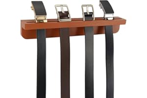 PH PandaHall Belt Hanger for Closet, Wooden Belt Organizer Wall Mount Belt Holder Rack with Screws for 8 Belts Storage Closet
