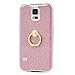 Badalink Galaxy S5 Case 360 Degree Rotating Ring Holder Kickstand Shockproof Drop Protection TPU Flexible Bumper with Detachable Shiny Shell Slim-Fit Protective Cover for Samsung Galaxy S5 - Hot Pink