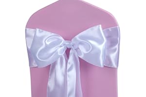 Babenest Satin Chair Sashes Ties Upgraded 10 pcs Chair Ribbons Bows for Wedding Banquet Party Christmas Baby Shower Events Decoration (White)