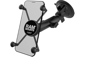 RAM Mounts X-Grip Large Phone Mount with RAM Twist-Lock Suction Cup Base RAM-B-166-C-UN10U with Long Arm for Vehicle Windshields