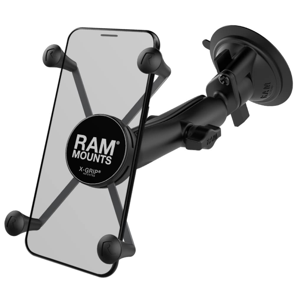 RAM MOUNTS X-Grip Large Phone Mount with RAM Twist-Lock Suction Cup Base RAM-B-166-C-UN10U with Long Arm for Vehicle Windshields