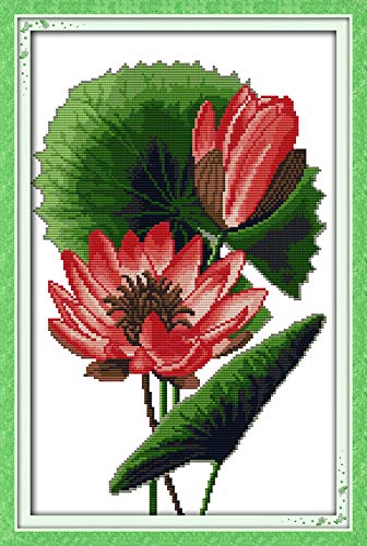 Stamped Cross Stitch Kits Christmas Gift14Count 32cmx29cm DIY Needle Work for Home Decor (Exotic Lotus)