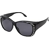 Ovaikryl Oversize Fit Over Sunglasses Polarized Rhinestone Cat Eye Stye Prescription Glasses for Women