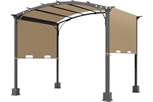AMADECOHOME 85'' x 208'' Universal Pergola Replacement Cover for Doubleton Steel Pergola L-PG080PST, Waterproof Sunshade Canopy Top for Patio Gazebo, Deck, Porch, Yard, Outdoor Cover Only (Khaki)