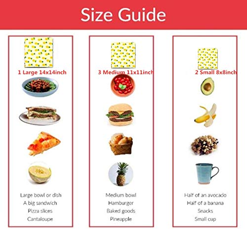 Set di involucri in cera d\'api per alimenti biologici, per evitare sprechi di formaggio e panini, in plastica sostenibile, lavabili C