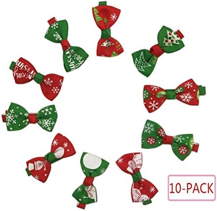 Billmill Christmas Hair Bows Clips Multi Color Grosgrain Ribbon Hair Accessories Alligator Clips for Girls Toddlers Baby Kids Teens (10-Pack)