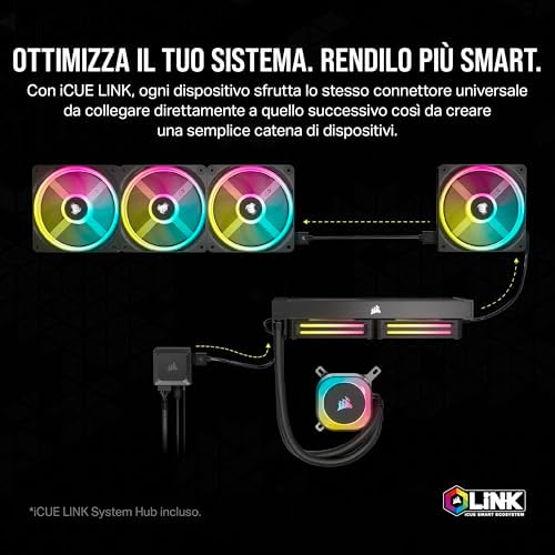 iCUE Link QX120 RGB Cupola Magnetica da 120 mm Ventole - Tripla Ventole Starter Kit con iCUE Link System Hub - Nero