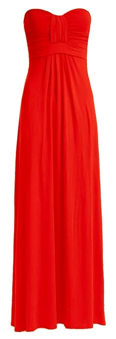 Fast Fashion Damen Maxi Kleid Plain Plus Size Knot Bug Trägerlosen Front