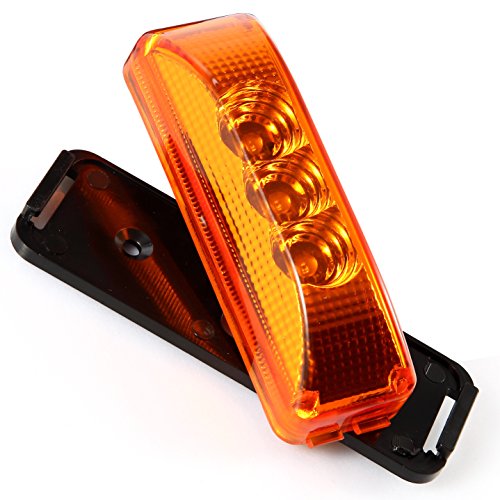 2pcs 3.9 inches 3 Leds Truck Trailer 12V Led Front Rear Led Side Marker Lights Indicator Lamp Rock Light for Truck Trailer Boats,Sealed and Waterproof, Surface Mounted Installation, 2 Amber