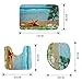 Jillban 3 Piece Bathroom Rug Set Non-slip Bath Mat Contour Lid Toilet Cover Rug Sea Beach Design