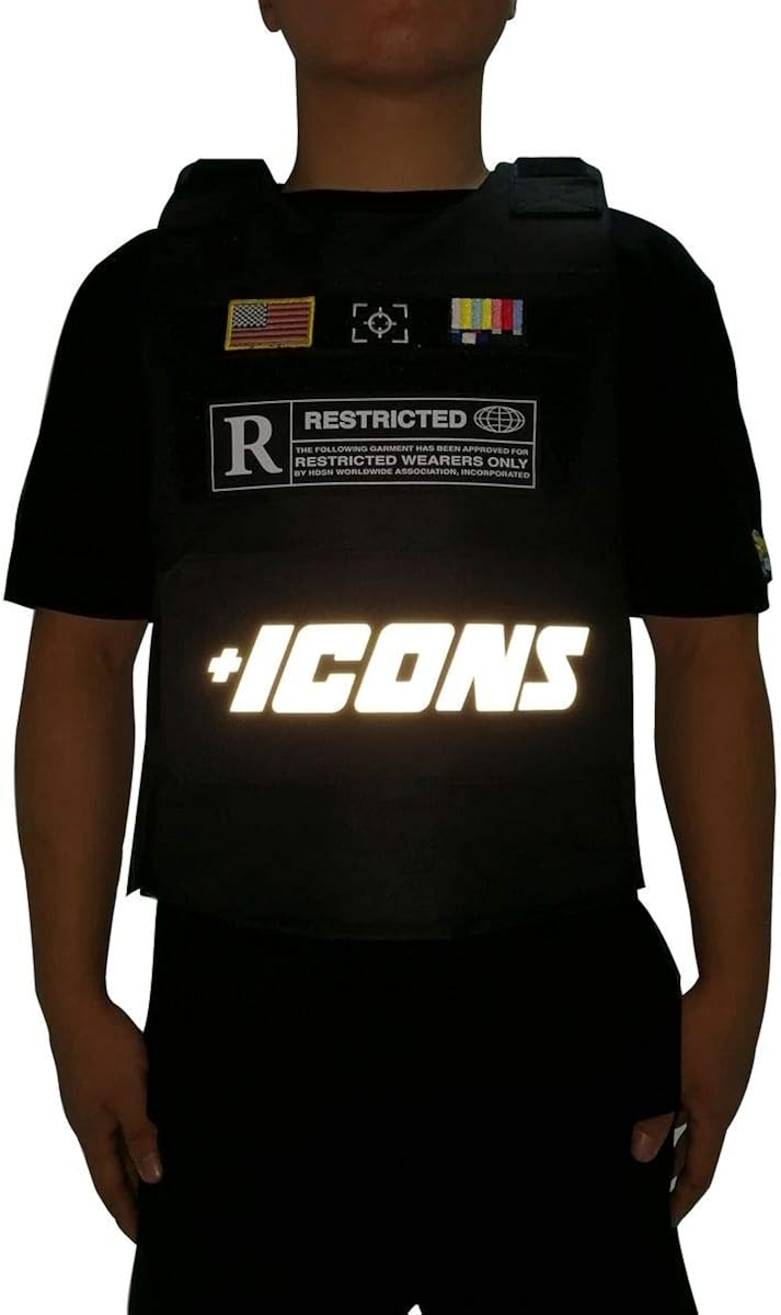 HUDSON Outerwear Men's Icon Reflective Fashion Vest with Adjustable Velcro Straps and Patches, Black: Clothing