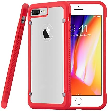 Prosper Iphone 8 Plus Case Back Cover,Rugged Armor Shockproof TPU+PC Case for Iphone 8 Plus Mobile Phone,Premium Protection (Red)