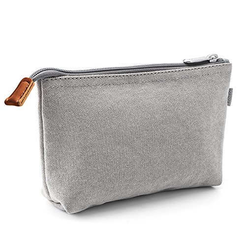 Tomtoc Portable Canvas Storage Pouch Bag Case Accessories Organizer for MacBook Laptop Mouse, Power Adapter, Cables, Cellphone, SSD, HDD Enclosure, Power Bank - Light Gray