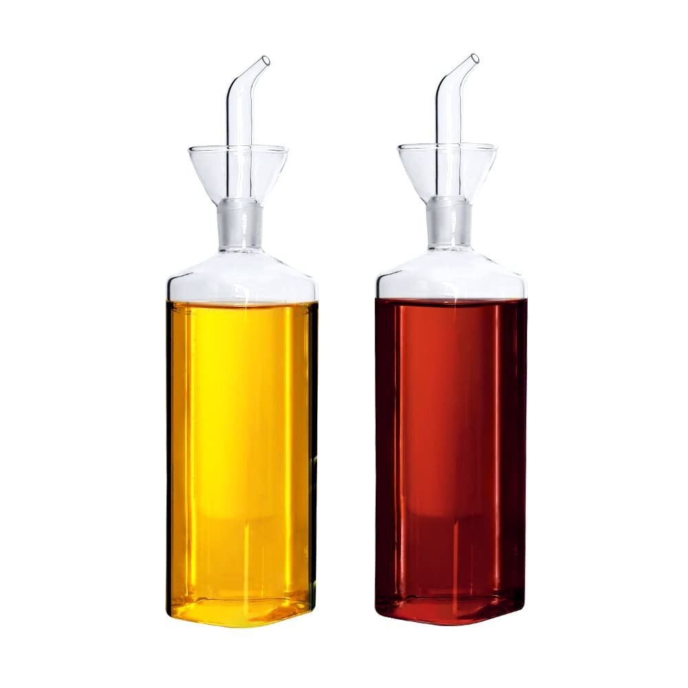 Photo 1 of LandHope Oil Bottle Glass Olive Oil Dispenser Bottle Glass Cooking Oil Vinegar Measuring Dispenser with Spout for Kitchen and BBQ (500 ml/17 oz,2 Pack)