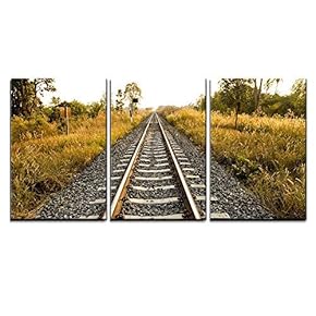 Long Railway in The Yellow Meadow x3 Panels