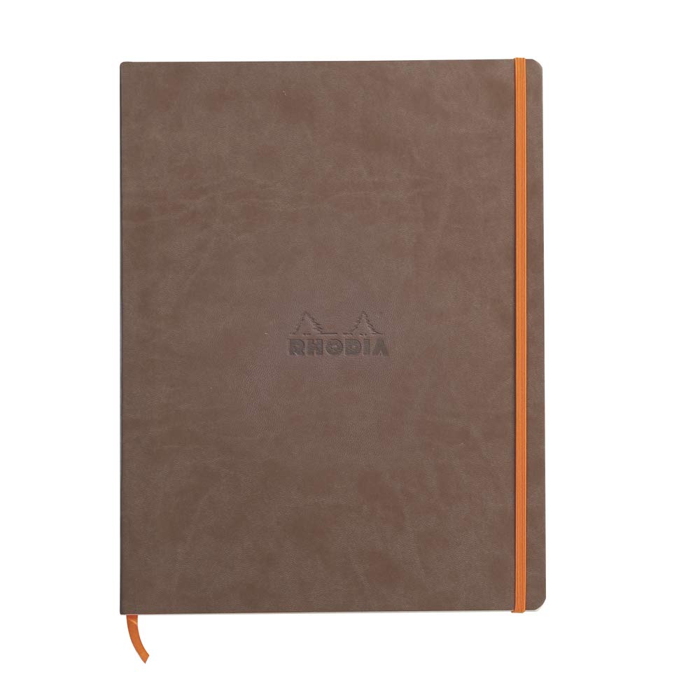 RHODIA 117703C - Chocolate Flexible Notebook - A4+ - Lined - 160 Detachable Pages - Ivory Clairefontaine Paper 90 g/m - Bookmark, Elastic Closure - Faux Leather Cover - Rhodiarama Collection