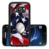 Luxlady Premium Samsung Galaxy S7 Aluminum Backplate Bumper Snap Case IMAGE ID 1335458 baseball lying on the us flag great background