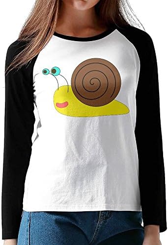SHANchu AOSHICO Women's Cute Snail Long Sleeve Baseball Raglan T Shirt Black Size XL