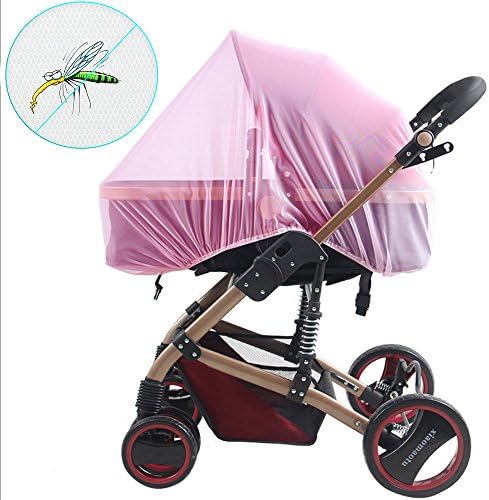 DIFEN Mosquito Net for Stroller, also fits most Infant Carriers, Playpen Netting,Car Seats, Soft Durable Insect Shield Netting, Babies Fly Screen Protection (Baby Strollers&amp;Infant Carriers, Pink)