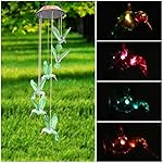 Color-Changing LED Solar Mobile Wind Chime, LED Changing Light Color Waterproof Six Hummingbird Wind Chimes For Home/ Party/ Night Garden Outdoor Indoor Gardening Lighting Decoration Home
