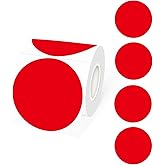STARLIBOO 3 Inch Round Thermal Sticker Labels, Red Thermal Labels Round, Self-Adhesive Round Direct Thermals Stickers Label, Printer Stickers for Business