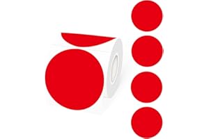 STARLIBOO 3 Inch Round Thermal Sticker Labels, Red Thermal Labels Round, Self-Adhesive Round Direct Thermals Stickers Label, Printer Stickers for Business
