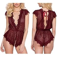 ALLoveble Women Sexy Lingerie Lace Teedy Dream Eyelashes deep V Open Crotch Nighewear