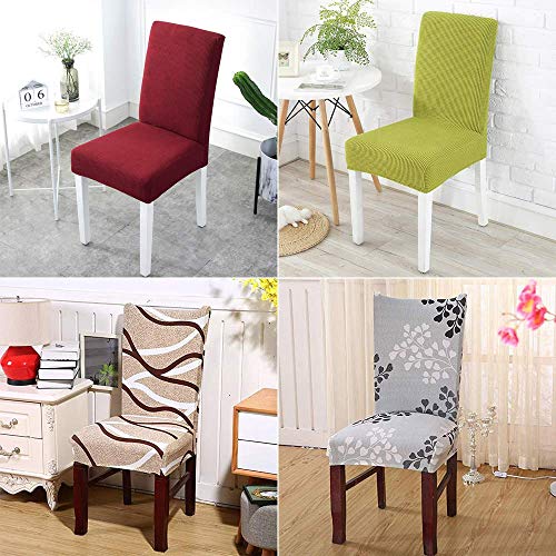 Leanking Knit Spandex Fabric Stretch Removable Washable Dining Room Chair Slipcover Home Decor Set of 4 (Grey Leaf, 4 Pcs) - Thumbnail 5