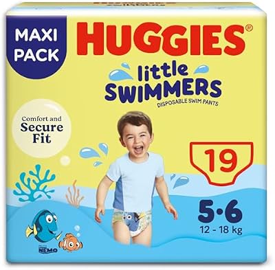 Little Swimmers Pannolini Taglia 5-6 (12-18 kg), Pannolino costumino, Design Disney, 19 Pz
