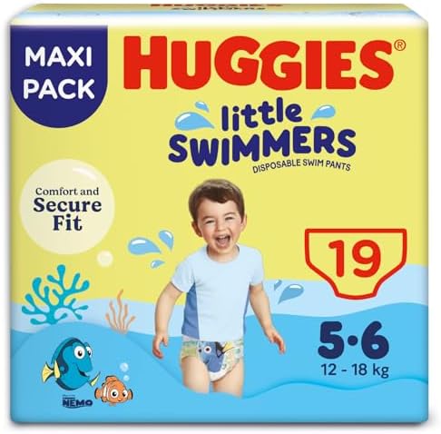 Little Swimmers Pannolini Taglia 5-6 (12-18 kg), Pannolino costumino, Design Disney, 19 Pz