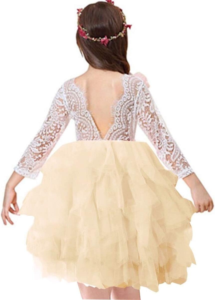 Miss Bei Lace Back Flower Girl Dress,Kids Cute Backless Dress Toddler Party Tulle Tutu Dresses for Baby Girls Dress !