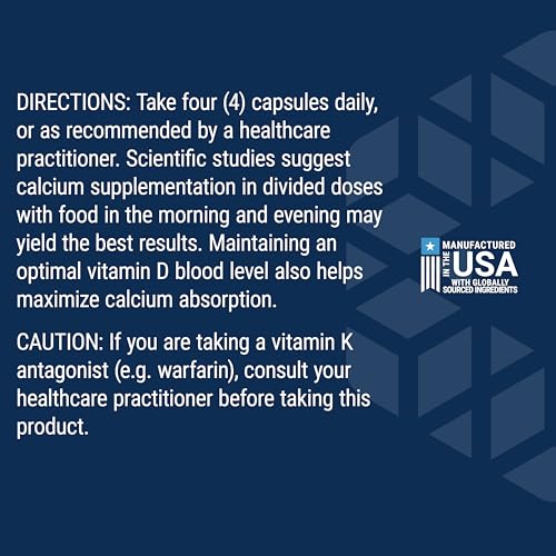 Life Extension Bone Restore Elite Calcium Supplement with Super Potent K2, Calcium, Vitamin D3, Magnesium, Boron, zinc, Vitamin K2, for Bone Health, Gluten-Free, Non-GMO, 120 Capsules
